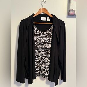 Alfred dunner Black open style Top Cardigan- Large PTP 22 inch